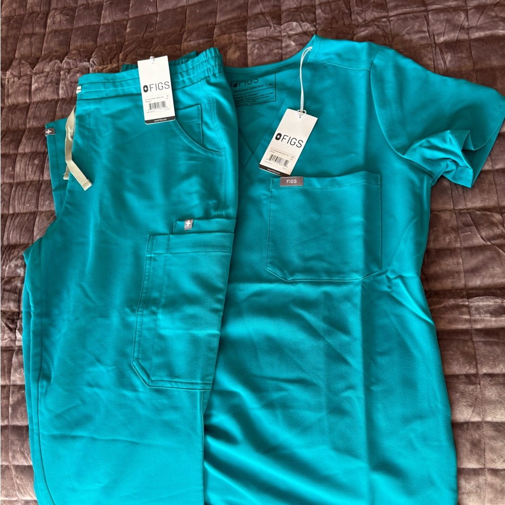 Figs Scrub Set in Teal - Casma Scrub Top XS & Yola Skinny Pants S/T